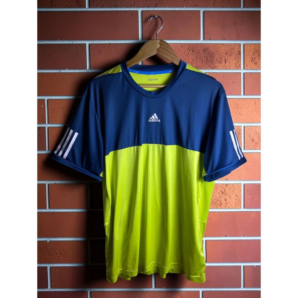 Adidas Response ClimaCool Athletic Shirt Men's XL Blue Neon Green